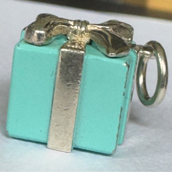 Tiffany & Co. Sterling Gift Box Present Blue Enamel Charm Pendant - Germany - Picture 3 of 8